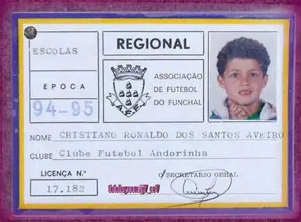 Carnet de Cristiano Ronaldo en 1994. Fuente fotolog.com