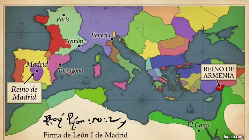 Mapa del Reino de Madrid independiente durante el monarca León V de Armenia